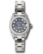 *Pre-Owned* Rolex White Gold Lady-Datejust 26 Watch - 42 Diamond Bezel - Dark Mother-Of-Pearl Diamond Dial - Oyster Bracelet