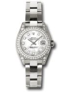 *Pre-Owned* Rolex White Gold Lady-Datejust 26 Watch - 42 Diamond Bezel - Mother-Of-Pearl Diamond Dial - Oyster Bracelet