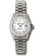 *Pre-Owned* Rolex White Gold Lady-Datejust 26 Watch - 42 Diamond Bezel - Mother-Of-Pearl Diamond Dial - President Bracelet