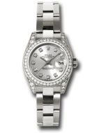  *Pre-Owned* Rolex White Gold Lady-Datejust 26 Watch - 42 Diamond Bezel - Silver Diamond Dial - Oyster Bracelet