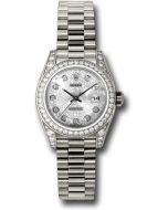  *Pre-Owned* Rolex White Gold Lady-Datejust 26 Watch - 42 Diamond Bezel - Silver Jubilee Diamond Dial - President Bracelet
