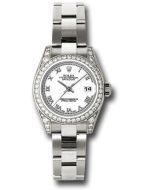 *Pre-Owned* Rolex White Gold Lady-Datejust 26 Watch - 42 Diamond Bezel - White Roman Dial - Oyster Bracelet