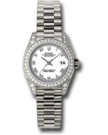  *Pre-Owned* Rolex White Gold Lady-Datejust 26 Watch - 42 Diamond Bezel - White Roman Dial - President Bracelet