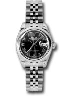 *Pre-Owned* Rolex Steel Lady-Datejust 26 Watch - Domed Bezel - Black Roman Dial - Jubilee Bracelet