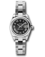 *Pre-Owned* Rolex Steel Lady-Datejust 26 Watch - Domed Bezel - Black Sunbeam Roman Dial - Oyster Bracelet