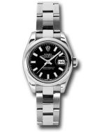  *Pre-Owned* Rolex Steel Lady-Datejust 26 Watch - Domed Bezel - Black Index Dial - Oyster Bracelet