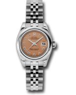  *Pre-Owned* Rolex Steel Lady-Datejust 26 Watch - Domed Bezel - Pink/Copper Roman Dial - Jubilee Bracelet