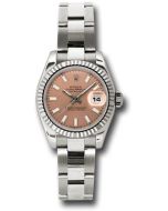  *Pre-Owned* Rolex White Gold Lady-Datejust 26 Watch - Fluted Bezel - Pink Index Dial - Oyster Bracelet