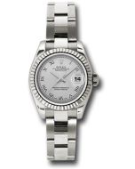  *Pre-Owned* Rolex White Gold Lady-Datejust 26 Watch - Fluted Bezel - Silver Roman Dial - Oyster Bracelet