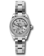 *Pre-Owned* Rolex Steel and White Gold Lady Datejust 26 Watch - 46 Diamond Bezel - White Gold Crystal Diamond Dial - Oyster Bracelet