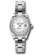  *Pre-Owned* Rolex Steel and White Gold Lady-Datejust 26 Watch - 46 Diamond Bezel - Mother-Of-Pearl Diamond Dial - Oyster Bracelet