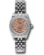  *Pre-Owned* Rolex Steel and White Gold Lady-Datejust 26 Watch - 46 Diamond Bezel - Pink Gold Crystal Diamond Dial - Jubilee Bracelet