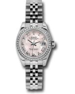  *Pre-Owned* Rolex Steel and White Gold Lady Datejust 26 Watch - 46 Diamond Bezel - Pink Mother-Of-Pearl Roman Dial - Jubilee Bracelet