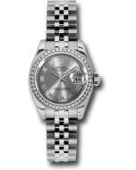  *Pre-Owned* Rolex Steel and White Gold Lady Datejust 26 Watch - 46 Diamond Bezel - Rhodium Roman Dial - Jubilee Bracelet