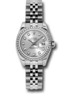 *Pre-Owned* Rolex Steel and White Gold Lady Datejust 26 Watch - 46 Diamond Bezel - Silver Diamond Dial - Jubilee Bracelet