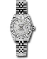 *Pre-Owned* Rolex Steel and White Gold Lady-Datejust 26 Watch - 46 Diamond Bezel - Silver Index Dial - Jubilee Bracelet