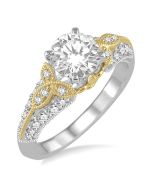 Hades Empress Yellow Gold Diamond Semi-Mount Ring