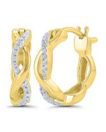 Twisted Two Tone Diamond Earrings .05ctw