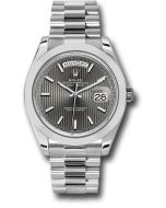 *Pre-Owned* Rolex 950 Platinum Day-Date 40 Watch - Smooth Bezel - Dark Rhodium Index Dial - President Bracelet