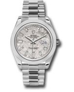  *Pre-Owned* Rolex Platinum Day-Date 40 Watch - Smooth Bezel - Meteorite Baguette Diamond Dial - President Bracelet