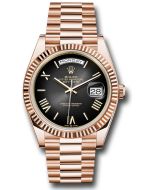 *Pre-Owned* Rolex Everose Gold Day-Date 40 Watch - Fluted Bezel - Slate Ombré Roman Dial - President Bracelet