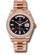 *Pre-Owned* Rolex Everose Gold Day-Date 40 Watch - Diamond Bezel - Eisenkiesel Diamond Dial - President Bracelet