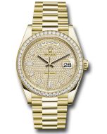  *Pre-Owned* Rolex Yellow Gold Day-Date 40 Watch - Diamond Bezel - Diamond-Paved Dial - President Bracelet
