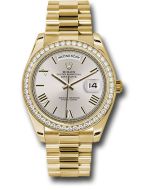  *Pre-Owned* Rolex Yellow Gold Day-Date 40 Watch - Bezel - Silver Bevelled Roman Dial - President Bracelet