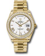  *Pre-Owned* Rolex Yellow Gold Day-Date 40 Watch - Bezel - White Bevelled Roman Dial - President Bracelet