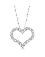 White Gold Diamond Heart Pendant Front View