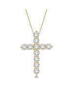 Yellow Gold Diamond Cross Pendants Front View