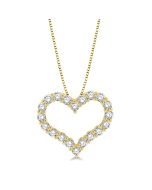 Yellow Gold Diamond Heart Pendant Front View