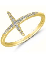 10kt Yellow Gold Diamond Cross Ring