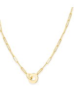 14k Yellow Gold Interlocking Disc Paperclip Link Necklace