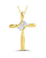 10k Yellow Gold Diamond Cross Pendant