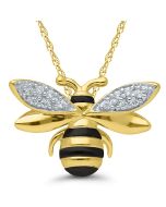 Diamond Bumble Bee Pendant Sterling Silver