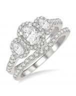 Oval Shape Past Present & Future Diamond Wedding Set