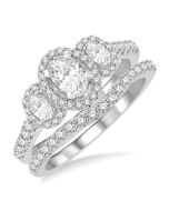 Aurelia Halo Haven Oval Shape Past Present & Future Halo Diamond Wedding Set
