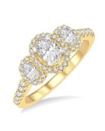 Oval Shape Past Present & Future Semi-Mount Halo Diamond Semi-Mount Ring