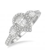 Pear Shape Past Present & Future Diamond Engagement Ring