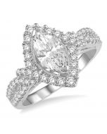 Marquise Shape Semi-Mount Diamond Engagement Ring