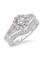 Round Shape Halo Diamond Wedding Set
