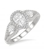Pear Shape Past Present & Future Semi-Mount Diamond Engagement Ring