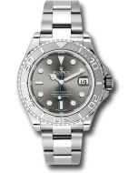 *Pre-Owned* Rolex Steel and Platinum Rolesium Yacht-Master 37 Watch - Dark Rhodium Dial