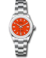 *Pre-Owned* Rolex Oyster Perpetual 31 Watch - Domed Bezel - Coral Red Index Dial - Oyster Bracelet