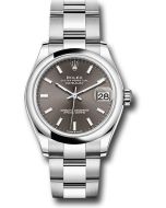  *Pre-Owned* Rolex Steel and White Gold Datejust 31 Watch - Domed Bezel - Dark Grey Index Dial - Oyster Bracelet