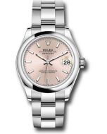 *Pre-Owned* Rolex Steel and White Gold Datejust 31 Watch - Domed Bezel - Pink Index Dial - Oyster Bracelet