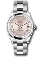 *Pre-Owned* Rolex Steel and White Gold Datejust 31 Watch - Domed Bezel - Pink Roman Dial - Oyster Bracelet