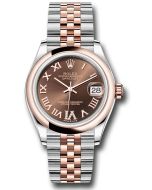  *Pre-Owned* Rolex Steel and Everose Gold Datejust 31 Watch - Domed Bezel - Dark Rhodium Diamond Roman VI Dial - Jubilee Bracelet