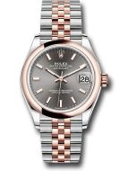  *Pre-Owned* Rolex Steel and Everose Gold Datejust 31 Watch - Domed Bezel - Dark Rhodium Index Dial - Jubilee Bracelet